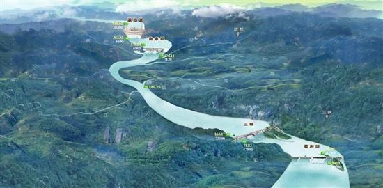 8月19日16时，长江干流梯级电站模拟实况图。